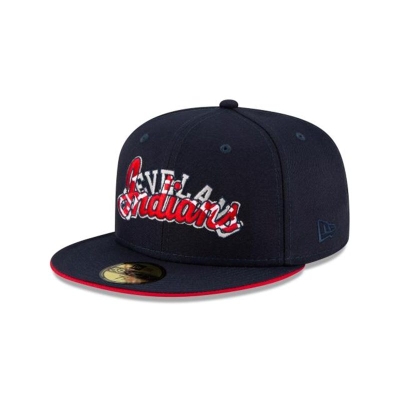 Sapca New Era Cleveland Indians MLB Double Logo 59FIFTY Fitted - Albastri